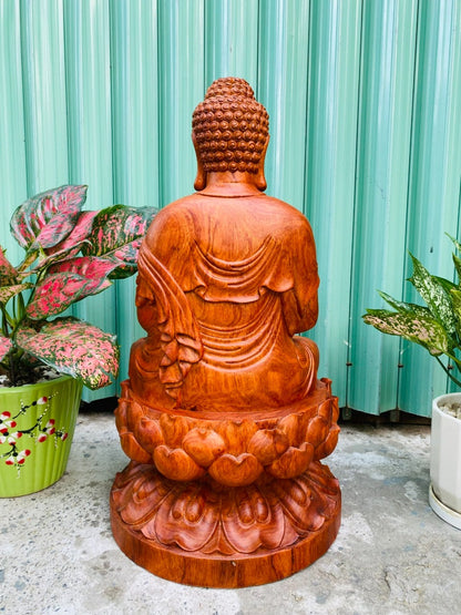 Tượng Phật Dược Sư Ngồi Đài Sen Gỗ Hương Cao 61