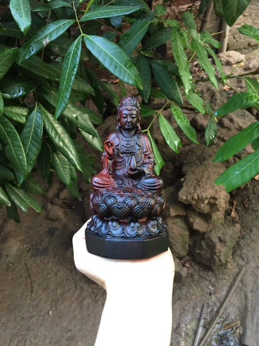 Tượng Quan Âm Để Xe Ô Tô Cao Cấp Gỗ Trắc Đỏ Quý