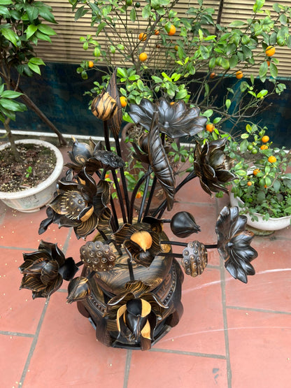 Bình Hoa Sen Gỗ Mun Hoa Cao Cấp