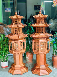 Cặp Đèn Thờ Tháp 3 Tầng Gỗ Hương Cao Cấp Cao 127cm