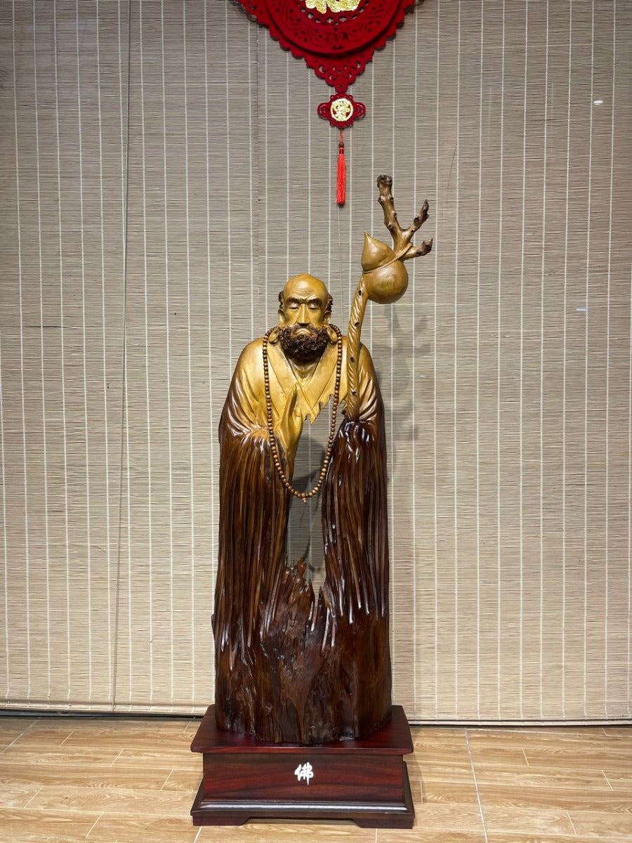 Tượng Đạt Ma Tâm Rỗng Lũa Gỗ Dổi