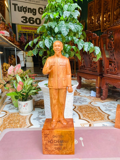 Tượng Chân Dung Toàn Thân Bác Hồ - Hồ Chí Minh Cao 70 Gỗ Hương