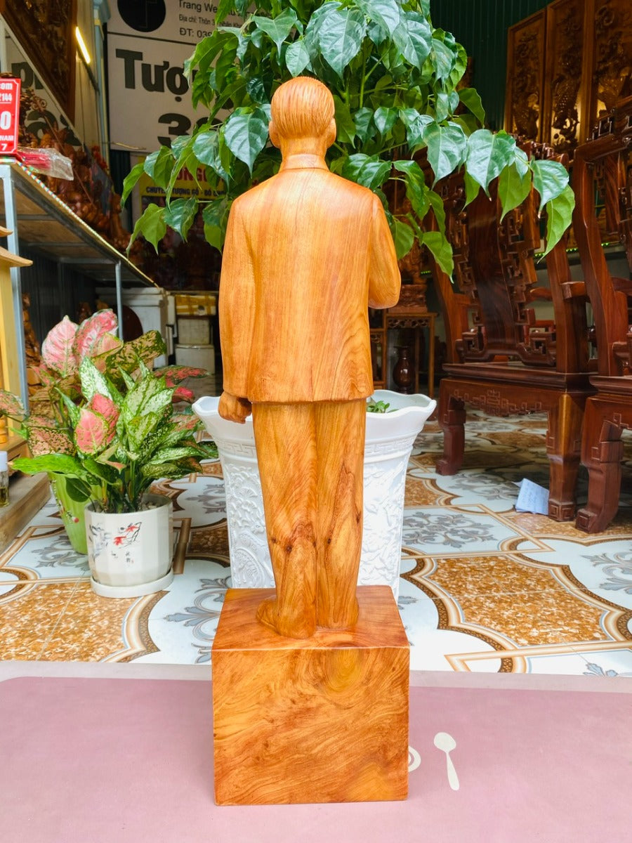 Tượng Chân Dung Toàn Thân Bác Hồ - Hồ Chí Minh Cao 70 Gỗ Hương