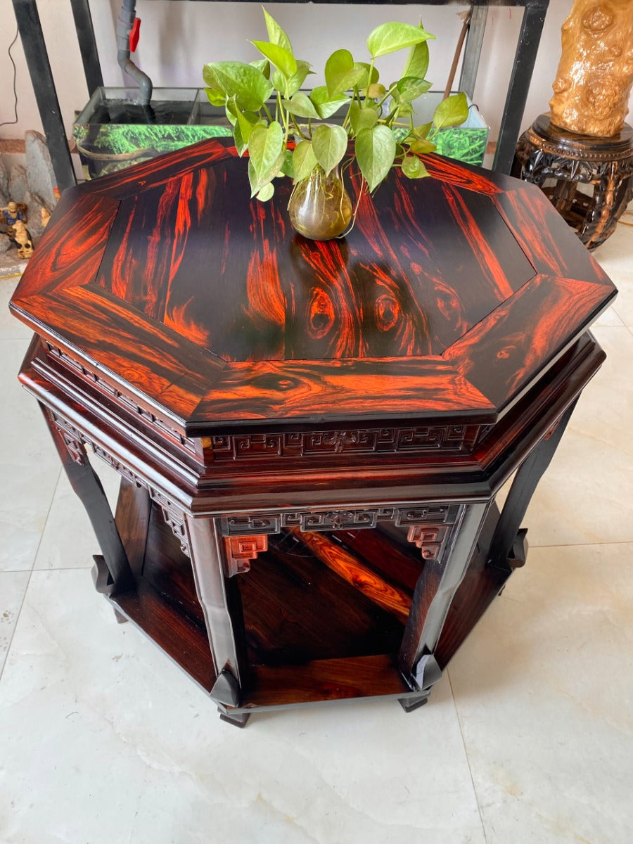 Bộ Đôn Bàn Lục Giác Gỗ Trắc