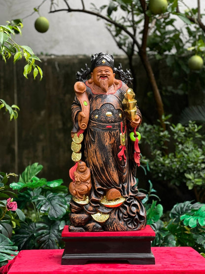 Tượng Gỗ Thần Tài Gỗ Bách Xanh Cao 70cm