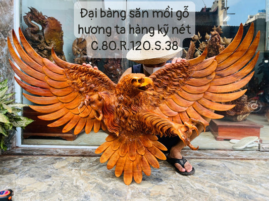 Tượng Đại Bàng Treo Tường - Gỗ Hương Ta Ngang 120cm
