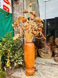 Bình Hoa Sen Gỗ Ngọc Am 35 Bông Cao 92cm