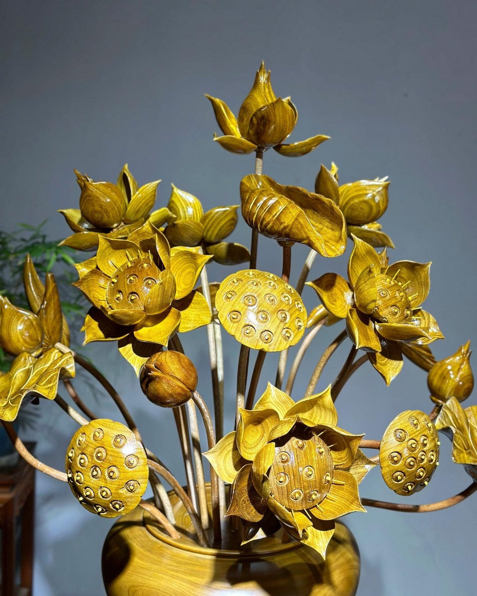 Bình Sen 23 Cành Gỗ Cẩm Vàng