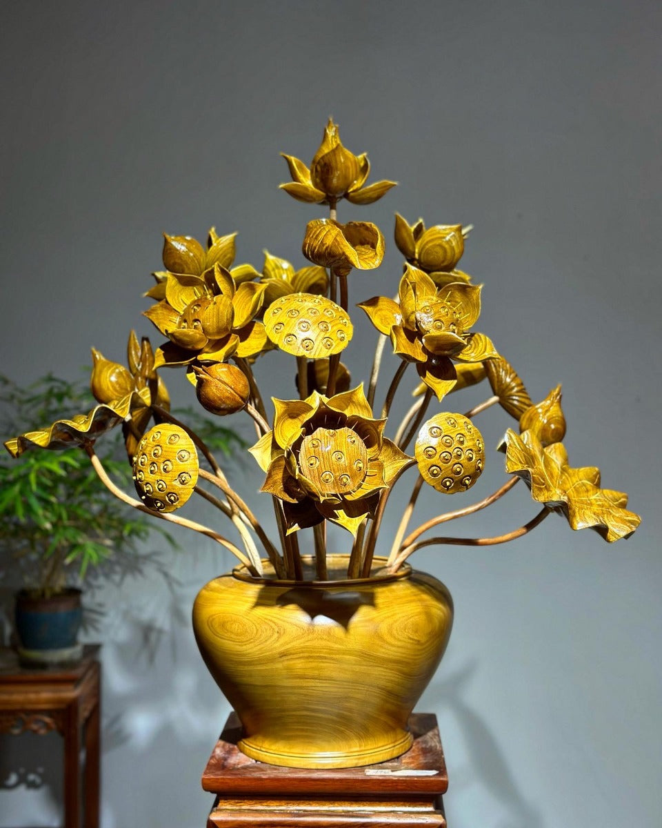 Bình Sen 23 Cành Gỗ Cẩm Vàng