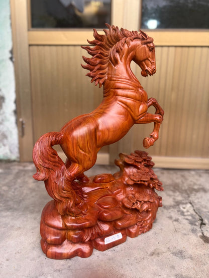 Tượng Ngựa Gỗ - Nhất Mã phi Thiên Gỗ Hương Đá Cao 60