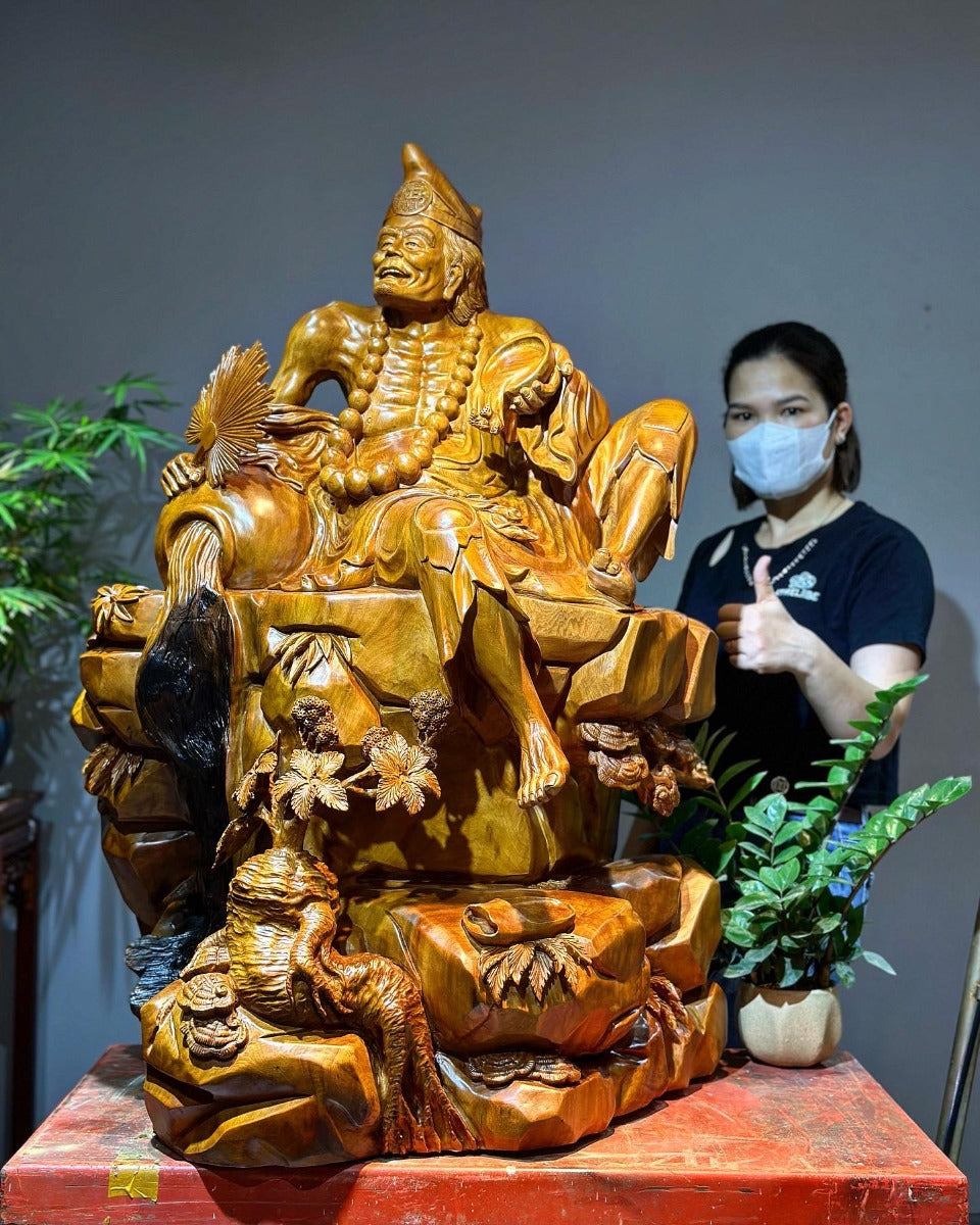 Tế Công Gỗ Ngọc Am Nguyên Khối Cao 1m