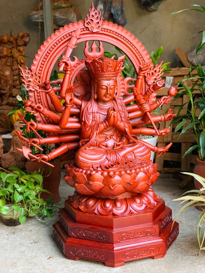 Tượng Gỗ Bồ Tát Chuẩn Đề Gỗ Hương Đá Cao 110cm
