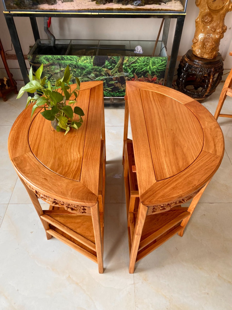 Bộ Bàn Ghế Tròn Gỗ Gõ - Mặt Bàn Tròn 80cm