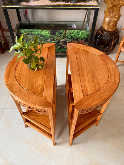 Bộ Bàn Ghế Tròn Gỗ Gõ - Mặt Bàn Tròn 80cm