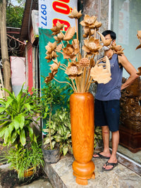 Bình Hoa Sen Gỗ Ngọc Am 30 Bông - Bình Cao 98