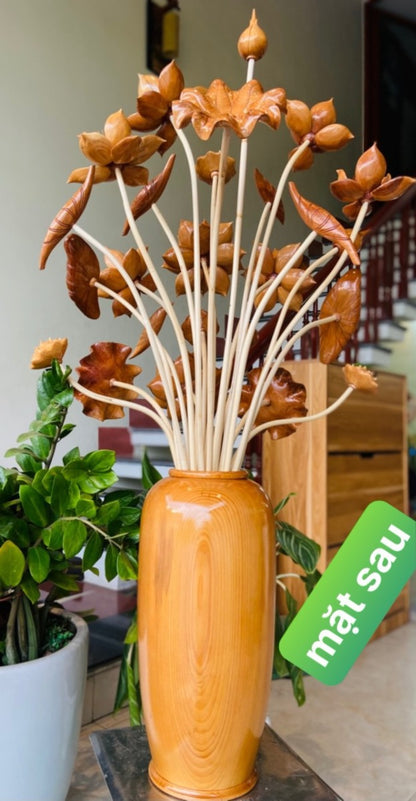 Bình Hoa Sen Gỗ Ngọc Am 25 Cành Cao 47