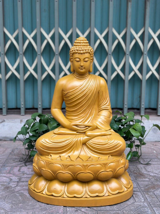 Bổn Sư Thích Ca Tọa Đài Sen Cao 50 Gỗ Gõ Vàng