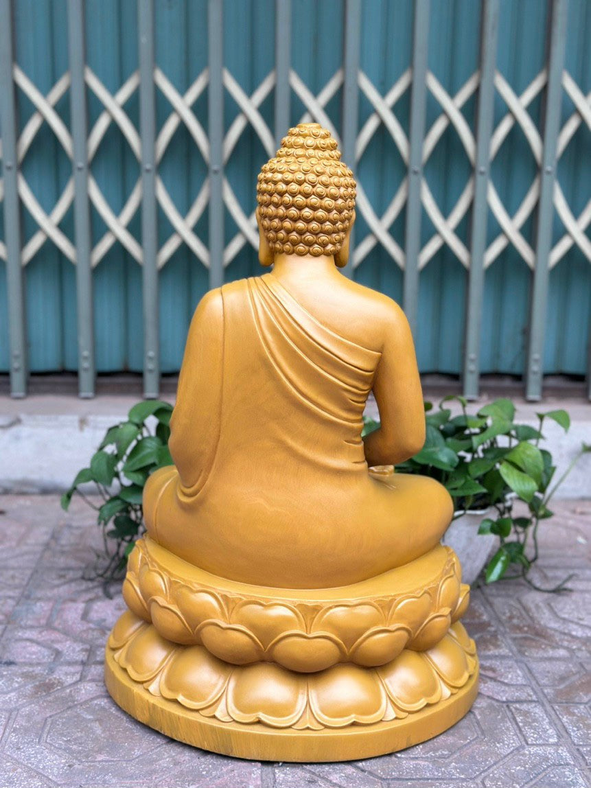 Bổn Sư Thích Ca Tọa Đài Sen Cao 50 Gỗ Gõ Vàng