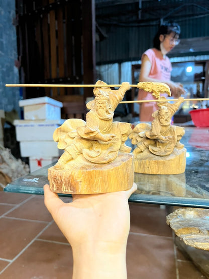 Tượng Quan Công Gỗ Ngọc Am Lên Tuyết Cao 15cm