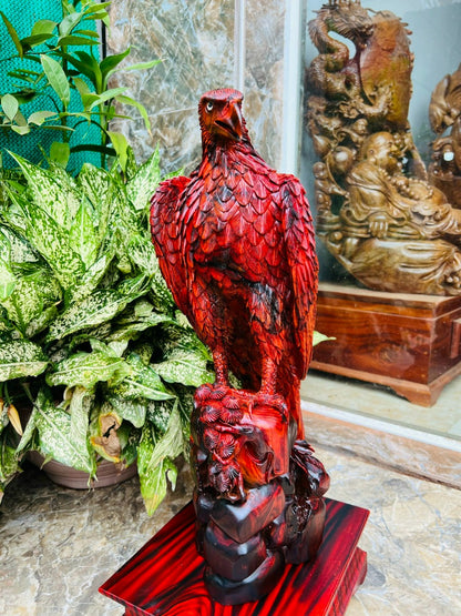 Đại Bàng Đứng Phong Thủy Gỗ Hương Trắc 66cm