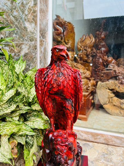 Đại Bàng Đứng Phong Thủy Gỗ Hương Trắc 66cm