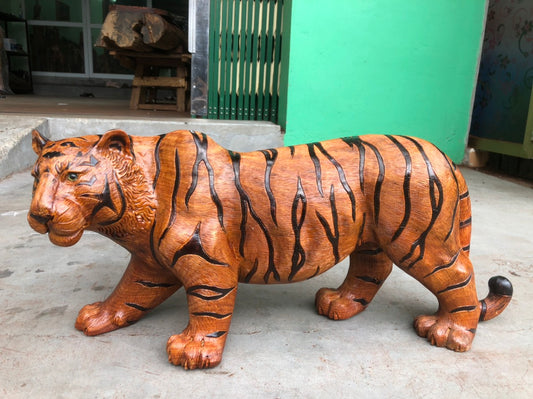 Tượng Con Hổ Gỗ Hương -  Tượng Hổ Phong Thủy Trấn Thạch Dài 56cm