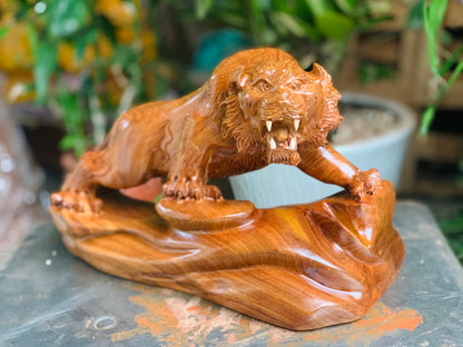 Tượng Hổ Phong Thủy Trấn Thạch Gỗ Hương Dài 35cm
