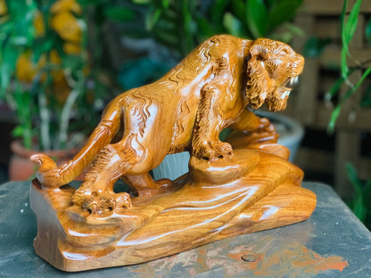 Tượng Hổ Phong Thủy Trấn Thạch Gỗ Hương Dài 35cm