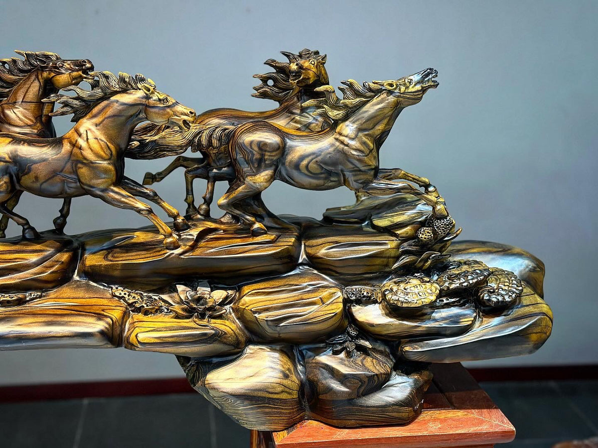 Cầu Bát Mã Truy Phong  Ngang 145cm Gỗ Mun Hóa