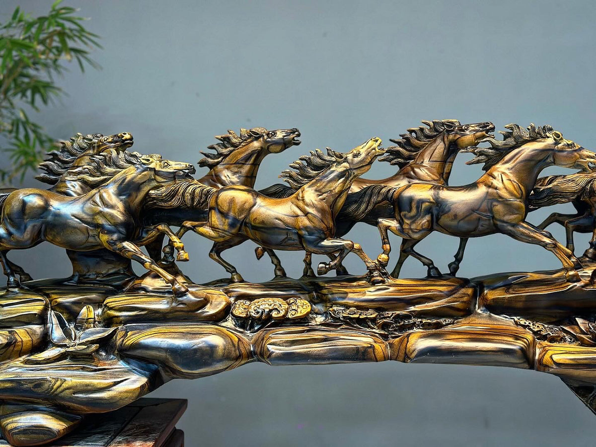 Cầu Bát Mã Truy Phong  Ngang 145cm Gỗ Mun Hóa