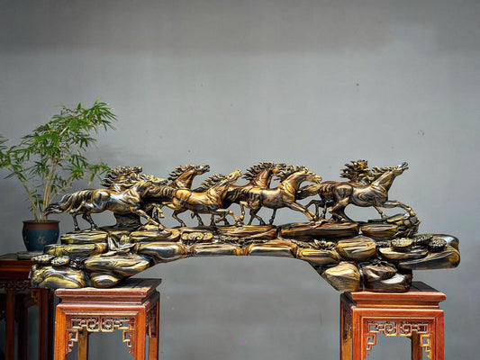 Cầu Bát Mã Truy Phong  Ngang 145cm Gỗ Mun Hóa