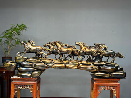Cầu Bát Mã Truy Phong  Ngang 145cm Gỗ Mun Hóa