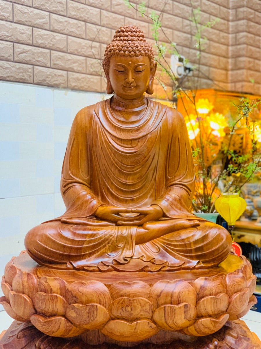 Phật Bổn Sư Thích Ca Mâu Ni Ngồi Tạo Đài Sen Cao 1 mét