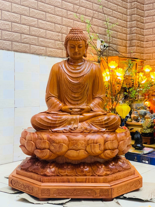 Phật Bổn Sư Thích Ca Mâu Ni Ngồi Tạo Đài Sen Cao 1 mét