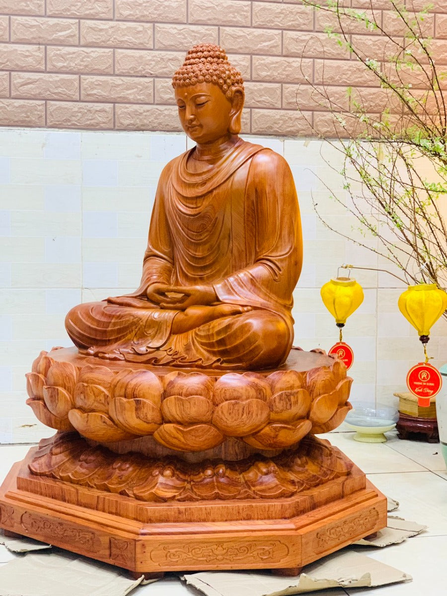 Phật Bổn Sư Thích Ca Mâu Ni Ngồi Tạo Đài Sen Cao 1 mét
