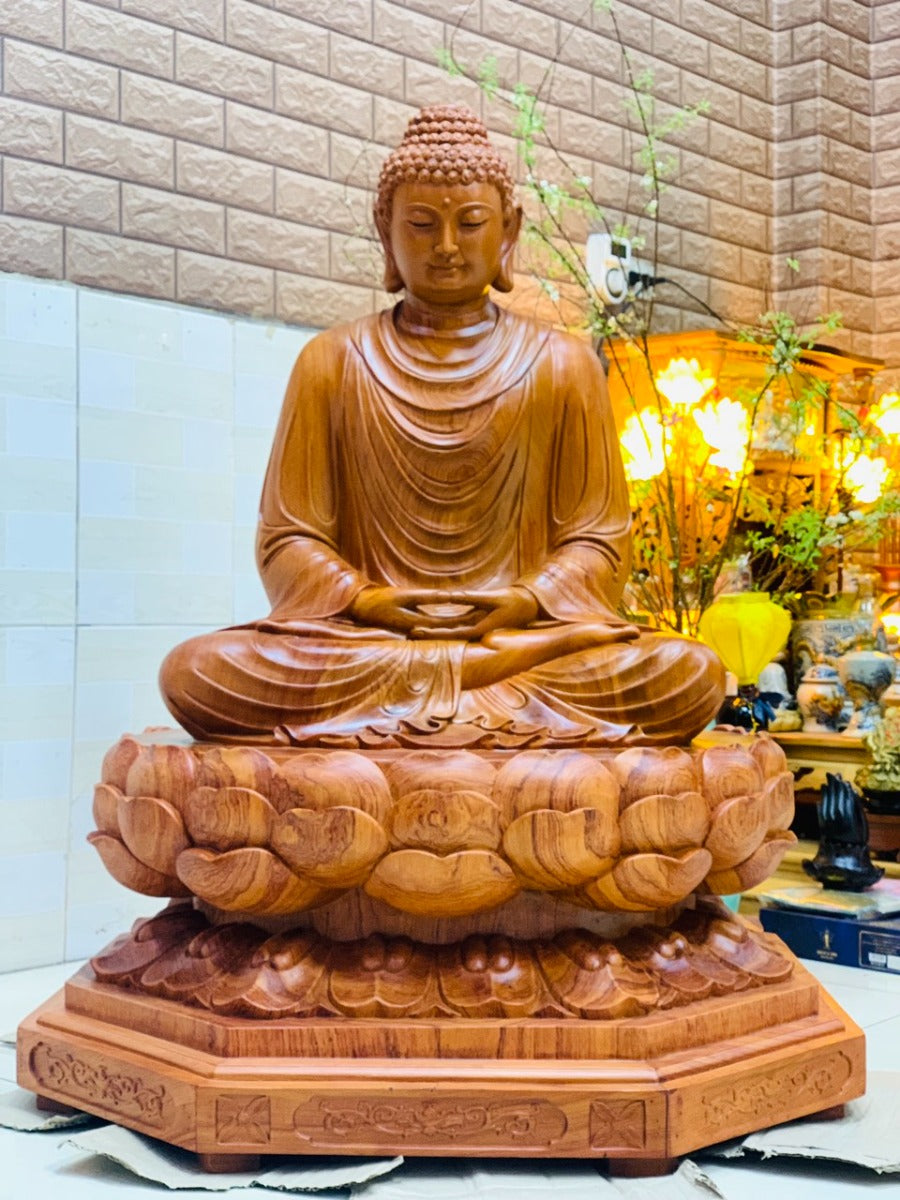 Phật Bổn Sư Thích Ca Mâu Ni Ngồi Tạo Đài Sen Cao 1 mét