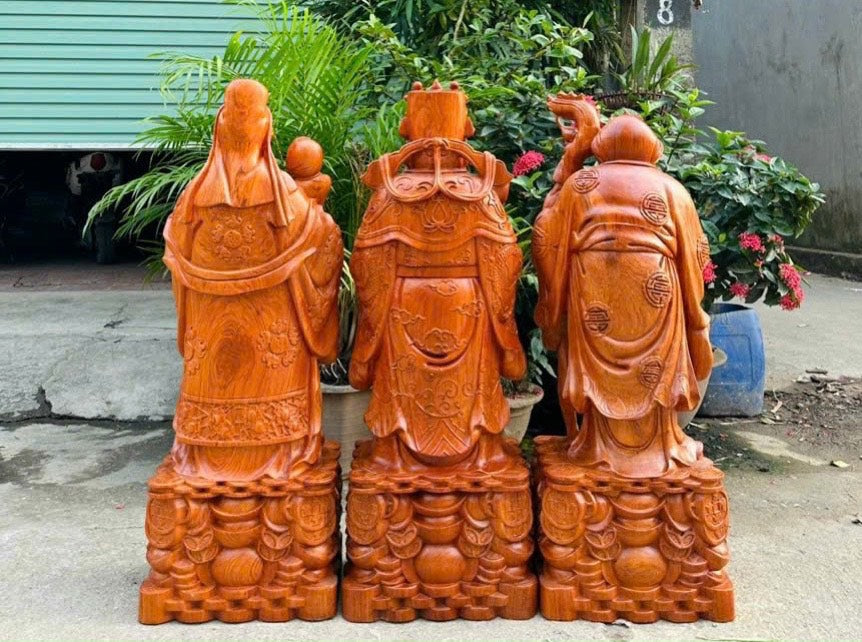 Tượng Tam Đa Phúc Lộc Thọ Gỗ Hương Đá Cao 1m