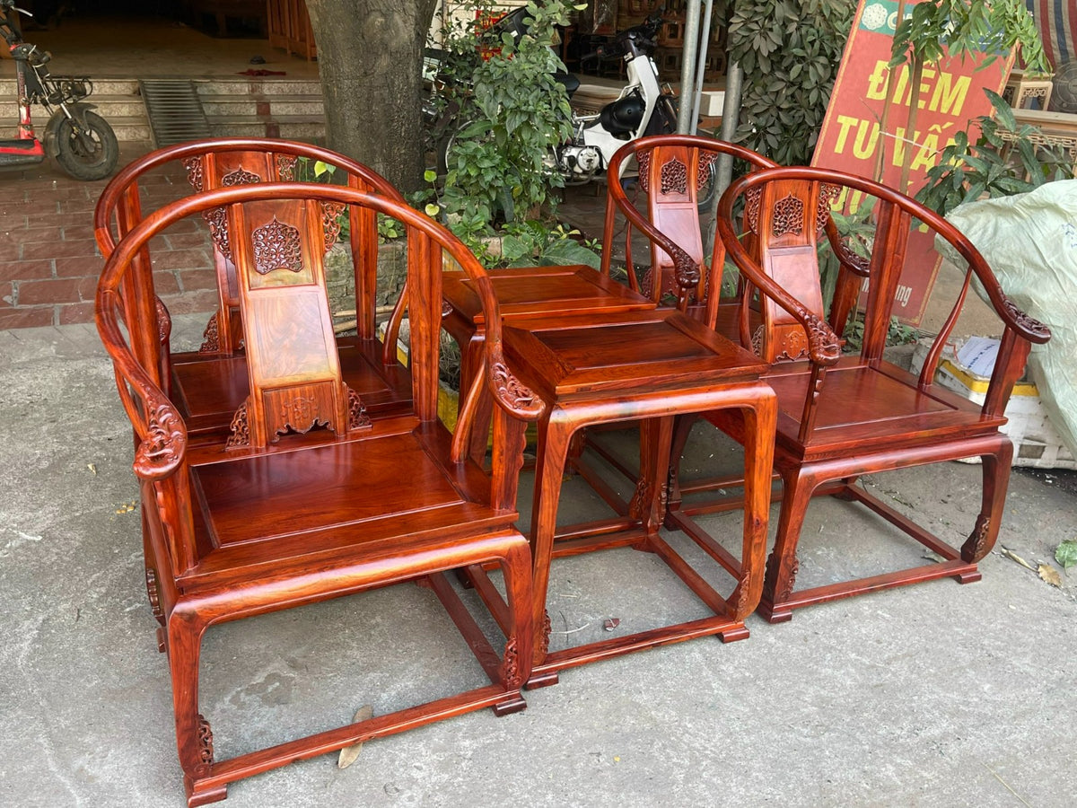 Bộ Đôn Ghế 3 Món Minh Đế Gỗ Hương Ta
