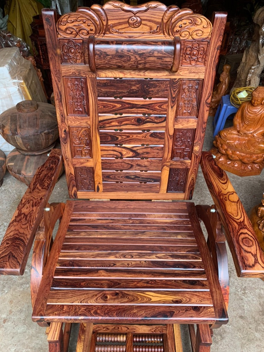 Ghế Lười Tựa Lưng - Ghế Thư Giãn Mẫu Cung Đàn  Gỗ Cẩm