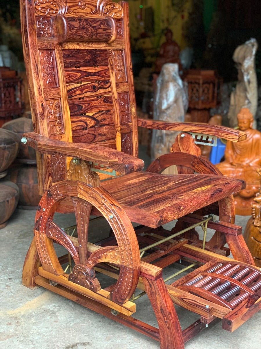 Ghế Lười Tựa Lưng - Ghế Thư Giãn Mẫu Cung Đàn  Gỗ Cẩm