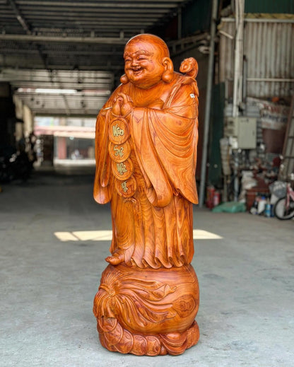 Di Lặc Chúc Phúc Vạn Sự Như Ý Cao 1m80 Nguyên khối Gỗ Hương