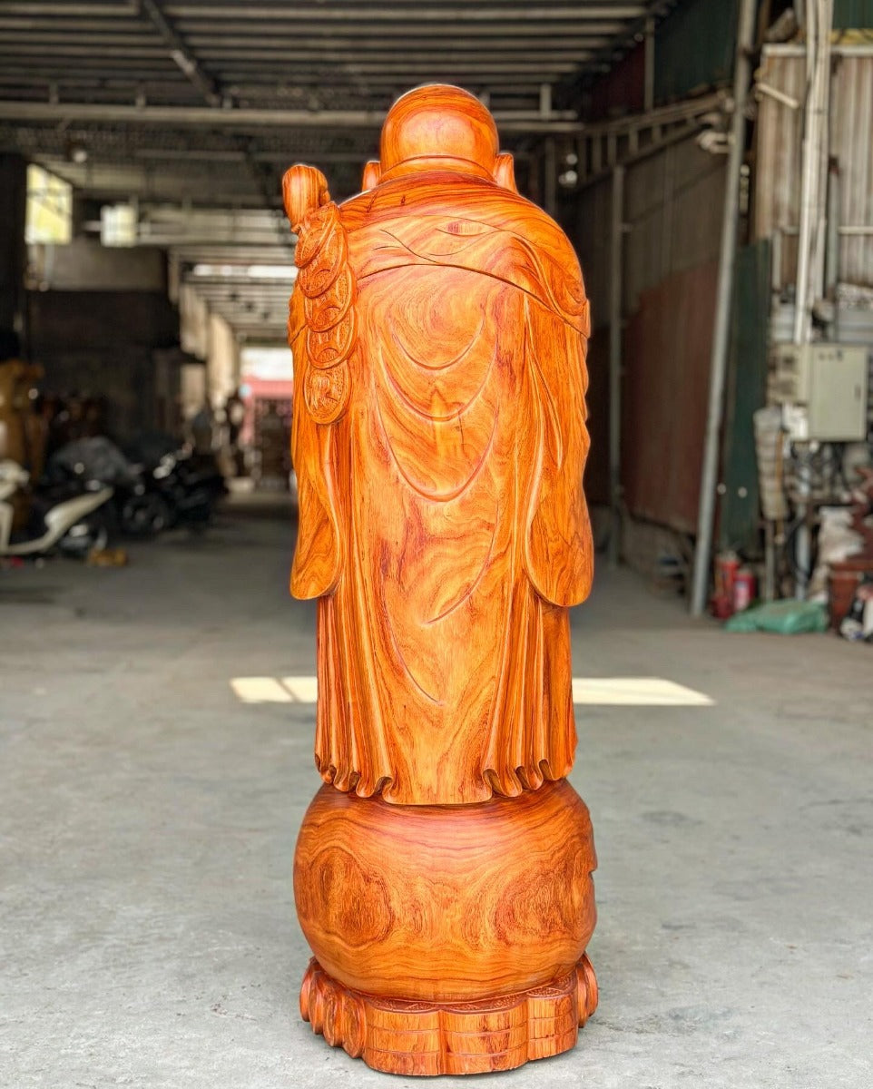 Di Lặc Chúc Phúc Vạn Sự Như Ý Cao 1m80 Nguyên khối Gỗ Hương