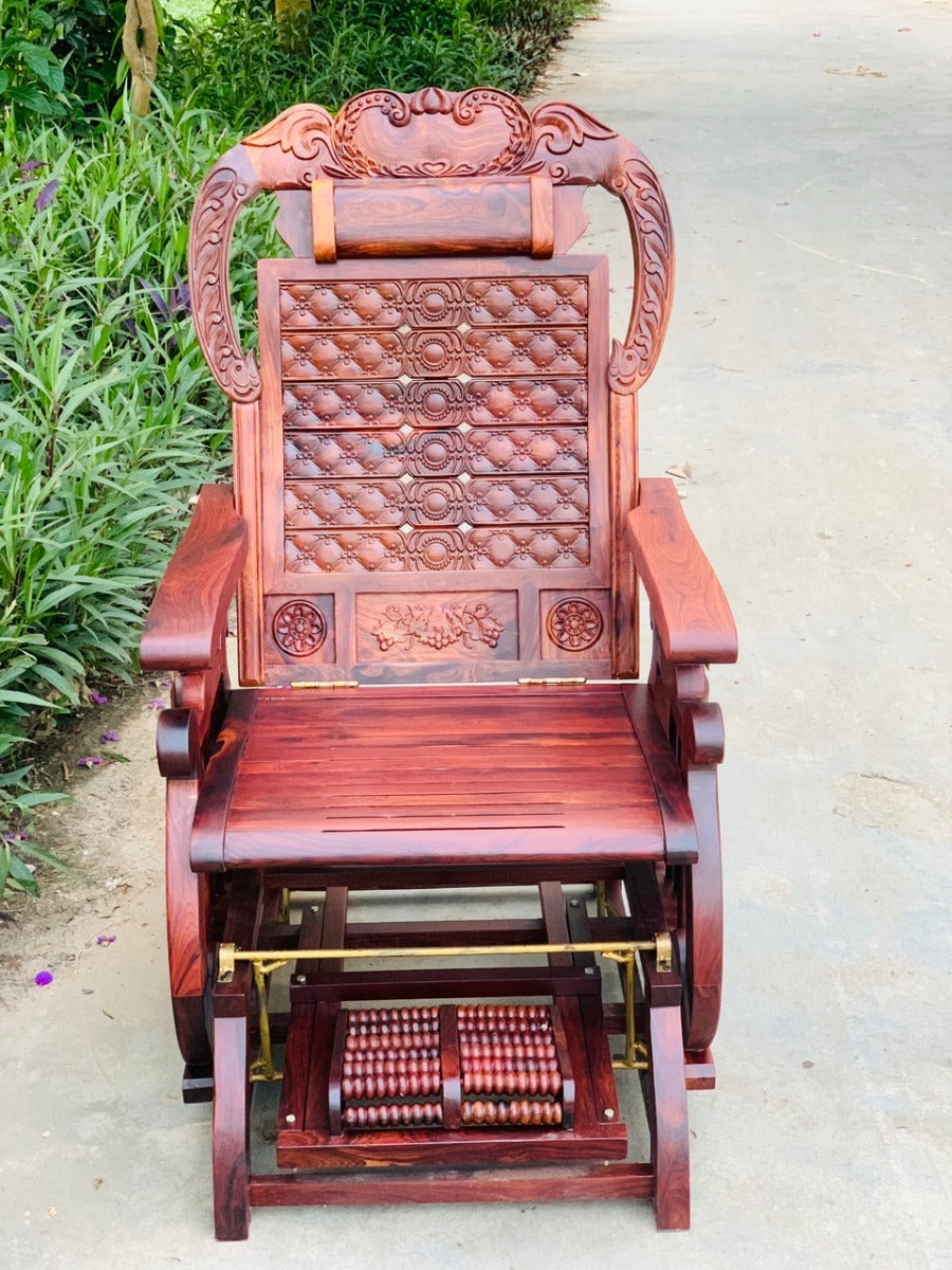 Ghế Lười  Đu Đưa Tựa Lưng - Thư Giãn Đọc Sách Xem TV Gỗ Cẩm