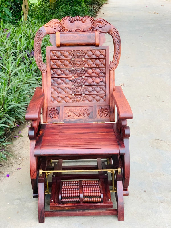 Ghế Lười  Đu Đưa Tựa Lưng - Thư Giãn Đọc Sách Xem TV Gỗ Cẩm