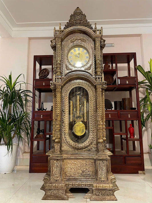 Đồng Hồ Tháp Gỗ Mun Đuôi Công - Sang Trọng Lịch Sự, Kích Thước Cao 2m30