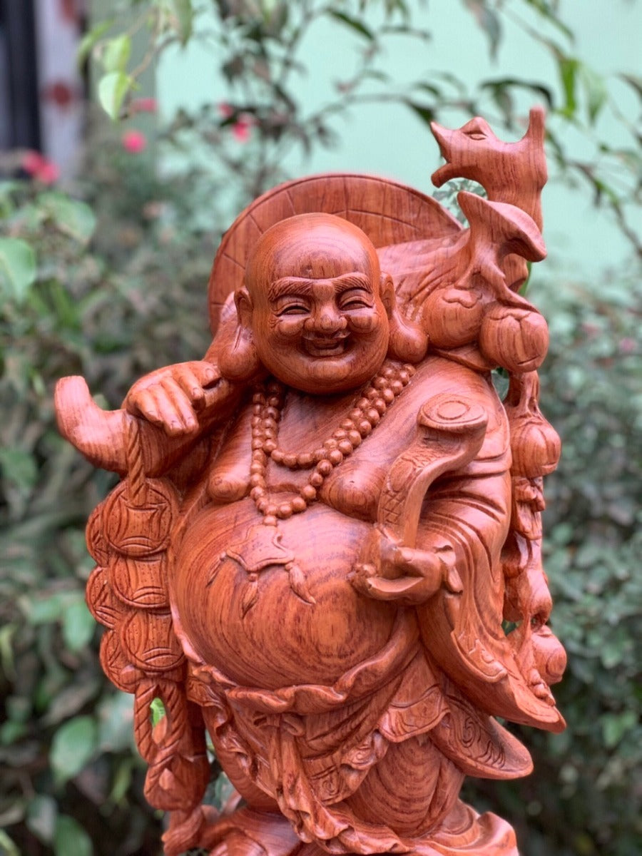 Di Lặc Nhị Phúc Vác Cành Đào Cao 60