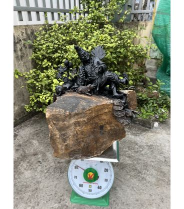 Tượng Phật Tế Công ôm đá Gỗ Mun Sừng Cao 56cm
