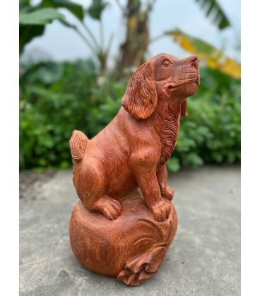 Cún Đứng Tượng Gỗ Hương Ta - Cao 38cm