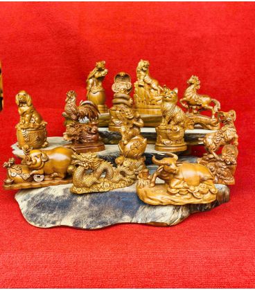 Bộ 12 Con Giáp Bách Xanh Liền Khối