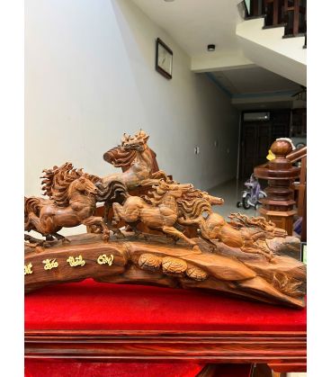 Cầu Bát Mã Gỗ Trắc Việt Liền Khối Hàng Nghệ Thuật Mộc Ngang 75cm